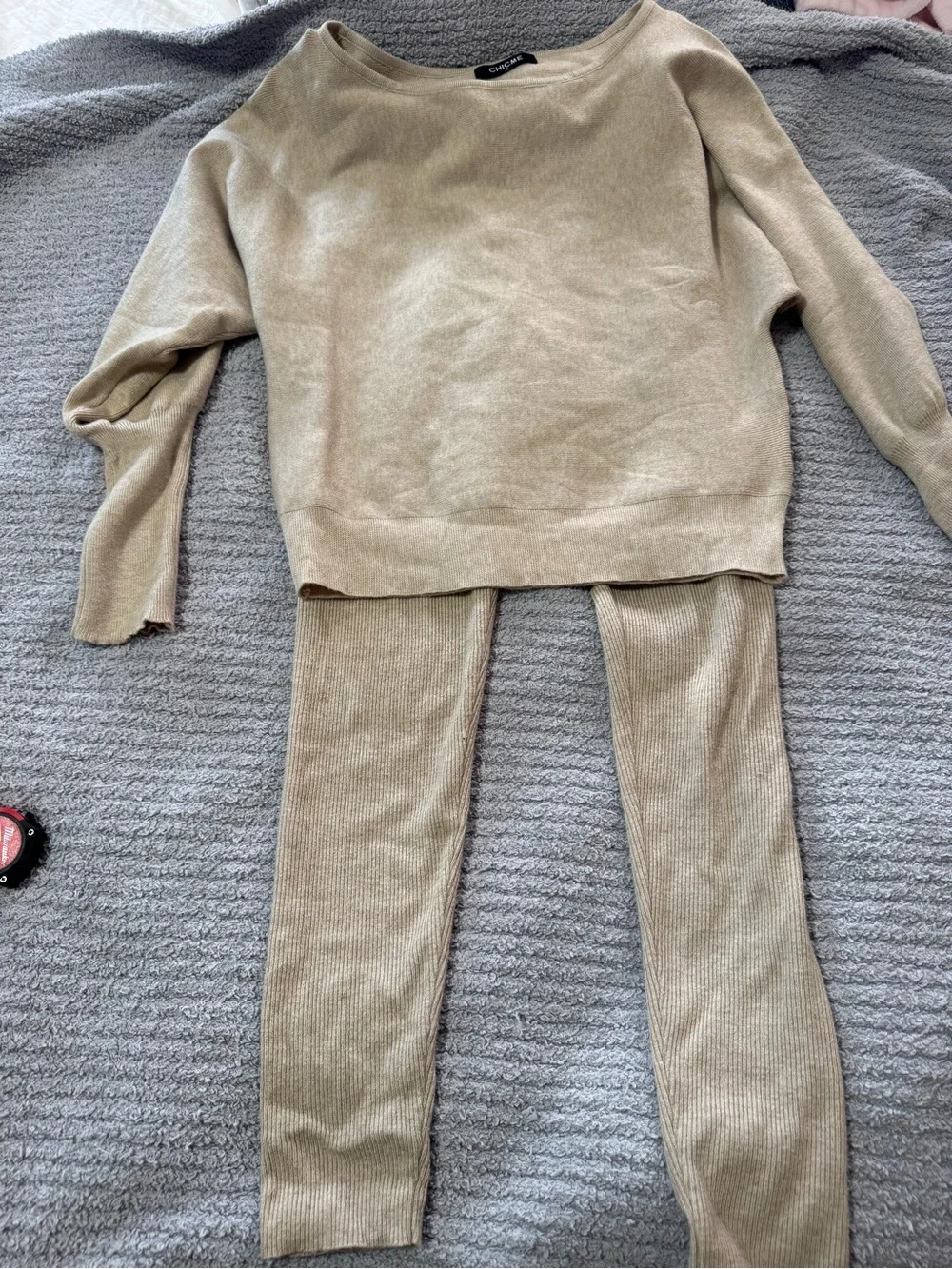 Ribbed Beige Turtleneck Sweater